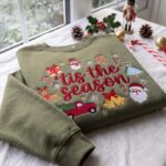 Embroidered Christmas Tis The Season Sweatshirt, Xmas Girly Coquette Shirt - Image 4