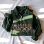 Embroidered Mouse Gingerbread Christmas Quarter Zip Sweatshirt, Christmas Light Sweatshirt - Image 7