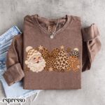 Leopard Christmas Comfort Colors Sweatshirt Cute Santa Gingerbread Sweater - Image 5