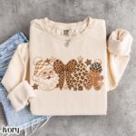 Leopard Christmas Comfort Colors Sweatshirt Cute Santa Gingerbread Sweater - Image 4