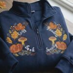 Embroidered Book Lover Sweatshirt, Fall Quarter Zip - Image 3
