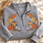 Embroidered Book Lover Sweatshirt, Fall Quarter Zip - Image 6
