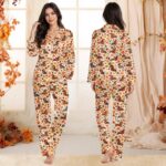 Dachshund Fall Pajamas for Women, Pumpkin Autumn Sleepwear Set, Thankgiving Pajamas - Image 2