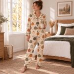 Pumpkin Pajama Set, Fall Pajamas, Autumn Halloween Sleepwear, Thanksgiving PJs