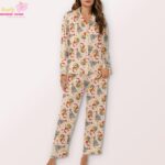 Christmas Bear Pajama Set for Women, Holiday Cartoon Print Sleepwear, Festive Tree Pajamas - Image 3