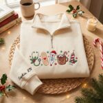 Embroidered Christmas Nurse Quarter Zip Sweatshirt, Christmas Healthcare Sweatshirt - Image 4