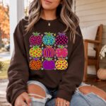 Boho Pumpkin Sweatshirt Cute Fall Pumpkin Pattern Sweater Autumn - Image 3