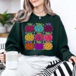 Boho Pumpkin Sweatshirt Cute Fall Pumpkin Pattern Sweater Autumn - Image 4