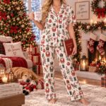 Nutcracker Christmas Pajama Set, Women’s Holiday Short PJs, Festive Holly Candy Cane Sleepwear - Image 4