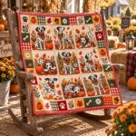 Dalmatian Autumn Quilt Blanket Fall Pumpkin Dog Lover Throw Bedding - Image 4