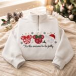 Embroidered Disney Christmas Quarter Zip Sweatshirt, Christmas Mickey Ears Shirt - Image 5