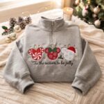 Embroidered Disney Christmas Quarter Zip Sweatshirt, Christmas Mickey Ears Shirt - Image 6