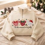 Embroidered Disney Christmas Quarter Zip Sweatshirt, Christmas Mickey Ears Shirt - Image 7