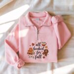 Embroidered All Booked For Fall Quarter Zip Sweatshirt, Bookish Fall Shirt, Fall Season Crewneck - Image 4