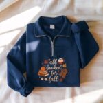 Embroidered All Booked For Fall Quarter Zip Sweatshirt, Bookish Fall Shirt, Fall Season Crewneck - Image 3