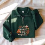 Embroidered All Booked For Fall Quarter Zip Sweatshirt, Bookish Fall Shirt, Fall Season Crewneck - Image 5