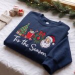 Embroidered Tis the Season Sweatshirt, Cozy Christmas Crewneck, Vintage Holiday Icons Sweater - Image 3