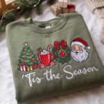 Embroidered Tis the Season Sweatshirt, Cozy Christmas Crewneck, Vintage Holiday Icons Sweater - Image 4