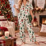Green Nutcracker Christmas Pajama Set, Women’s Holiday PJs, Christmas Tree Sleepwear - Image 3