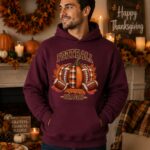 Football Season Pumpkin & Helmet Hoodie, Fall Tailgate Sweatshirt, Football Season Pullover - Image 2