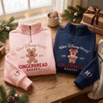 Embroidered Disneyland Gingerbread Quarter Zip Sweatshirt, Christmas Minnie Sweatshirt - Image 2
