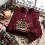 Embroidered Tis the Season Quarter Zip Sweatshirt, Mickey and Minnie Gingerbread Sweatshirt - Image 5