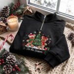 Embroidered Tis the Season Quarter Zip Sweatshirt, Mickey and Minnie Gingerbread Sweatshirt - Image 3