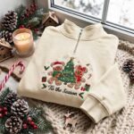 Embroidered Tis the Season Quarter Zip Sweatshirt, Mickey and Minnie Gingerbread Sweatshirt - Image 6