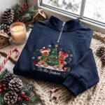 Embroidered Tis the Season Quarter Zip Sweatshirt, Mickey and Minnie Gingerbread Sweatshirt - Image 2