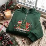 Embroidered Tis the Season Quarter Zip Sweatshirt, Mickey and Minnie Gingerbread Sweatshirt