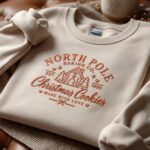 North Pole Baking Co Embroidered Sweatshirt, Christmas Cookies Crewneck, Gingerbread House Jumper - Image 6
