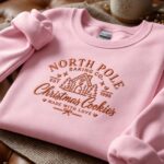 North Pole Baking Co Embroidered Sweatshirt, Christmas Cookies Crewneck, Gingerbread House Jumper - Image 7