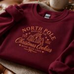 North Pole Baking Co Embroidered Sweatshirt, Christmas Cookies Crewneck, Gingerbread House Jumper - Image 4