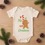 Gingerbread My 1st Christmas Baby Onesie, Candy Cane First Christmas Bodysuit, Cute Holiday Infant Outfit