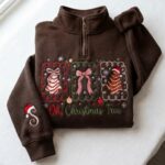Embroidered Christmas Tree Sweatshirt, Oh Christmas Tree Quarter Zip, Coquette Christmas Shirt - Image 3