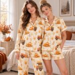 Pumpkin Pajama Set for Women, Fall Halloween Sleepwear - Image 5