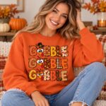 Gobble Sweatshirt Matching, Cute Thanksgiving Turkey Shirt, Matching Thanksgiving Shirt - Image 2
