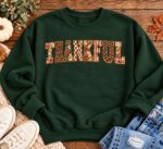 Thankful Sweatshirt, Thanksgiving Sweatshirt for Women, Vintage Floral Leopard Fall Crewneck - Image 6