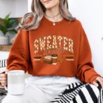 Retro sweater Weather Sweatshirt, Fall Coffee Lover Gift, Cute Fall Sweatshirt, Thankgiving Sweater - Image 5