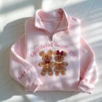 Embroidered Gingerbread Bakery Quarter Zip Sweatshirt, Christmas Bakery Sweatshirt, Holiday Baking Sweatshirt - Image 6
