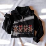 Embroidered Mouse Gingerbread Christmas Quarter Zip Sweatshirt, Christmas Light Sweatshirt - Image 3
