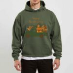 Happy Thanksgiving Hoodie – Vintage Green Pickup Truck & Pumpkins, Cozy Unisex - Image 4
