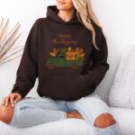 Happy Thanksgiving Hoodie – Vintage Green Pickup Truck & Pumpkins, Cozy Unisex - Image 2