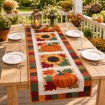Sunflower Pumpkin Quilted Table Runner, Autumn Patchwork Table Runner, Rustic Farmhouse Decor, Thanksgiving Gift - Image 4