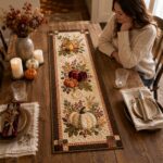 Autumn Harvest Pumpkin Quilted-Style Table Runner, Thanksgiving Farmhouse Decor - Image 2