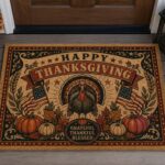 Thanksgiving Doormat, Happy Thanksgiving Welcome Mat, Turkey Fall Porch Decor