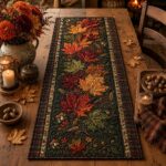 Quilted Autumn Maple Leaf Table Runner, Rustic Fall Thanksgiving Decor - Image 4