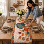 Turkey Thanksgiving Quilted Table Runner, Pumpkin Harvest Table Runner - Image 2