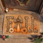 Thanksgiving Fall Doormat, Leopard Pumpkin Welcome Mat - Image 3