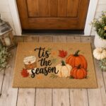 Fall Pumpkin Doormat, Tis The Season Welcome Mat, Autumn Front Door Mat - Image 2